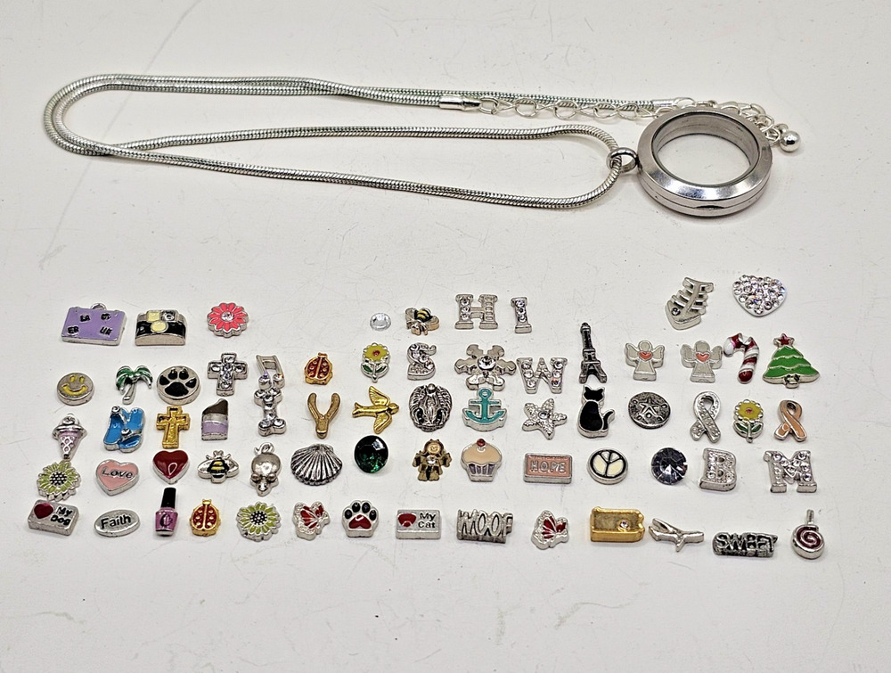 Origami Owl Living Locket Necklace 67 Floating Charms Extender